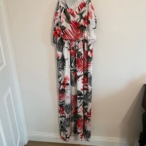 Floral Maxi Dress with Tropical Print
